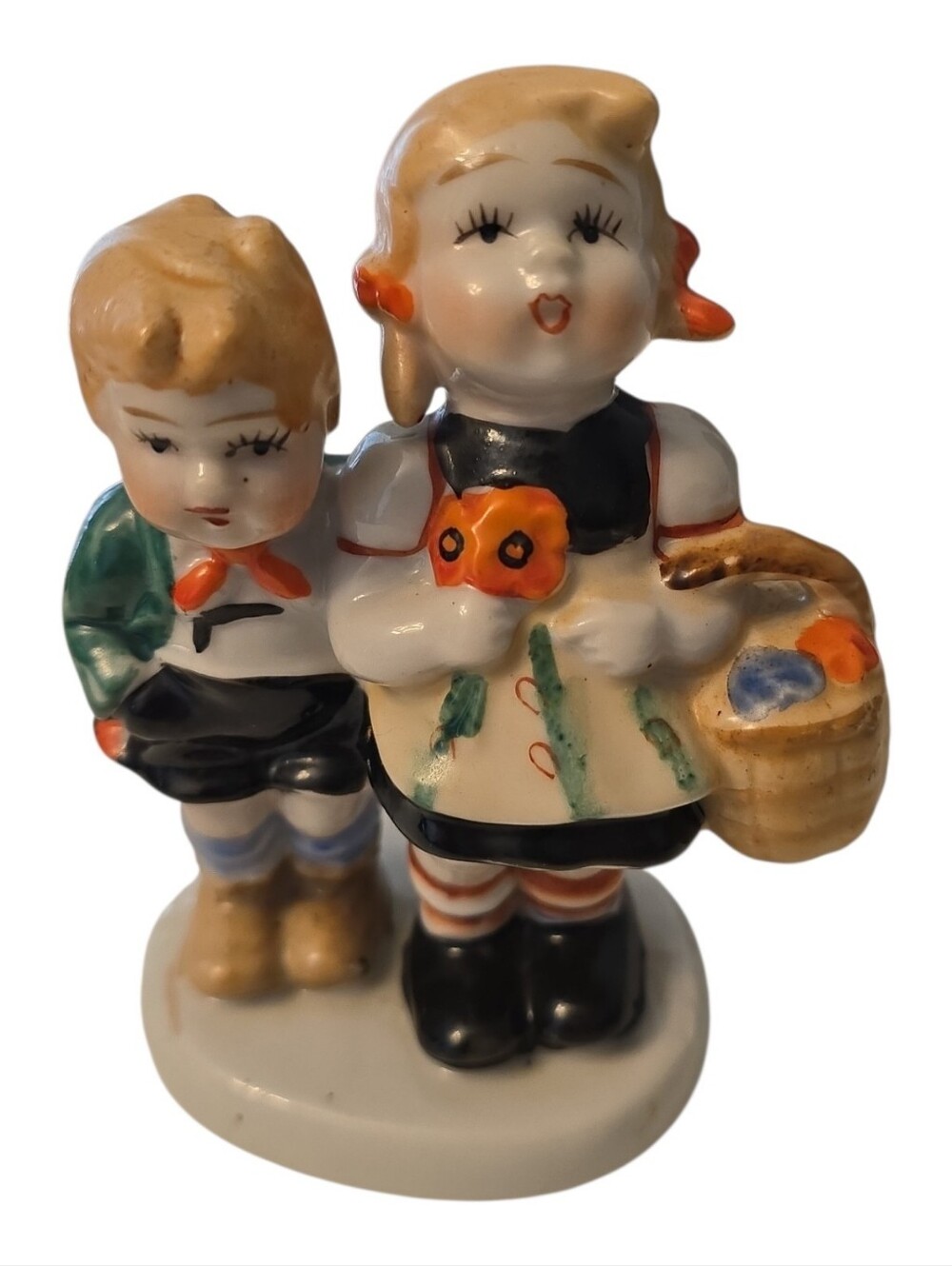Little Boy-Little Girl Painted Ceramic Figurine  Made in Occupied Japan Vintage